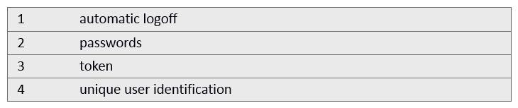 Which of the following techniques would a facility employ for access control?   A)  1 and 4 B)  1 and 2 only C)  2 and 4 only D)  all of the above