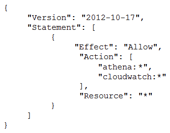 A Security Engineer has created an Amazon CloudWatch event that invokes an AWS Lambda function daily. The Lambda function runs an Amazon Athena query that checks AWS CloudTrail logs in Amazon S3 to detect whether any IAM user accounts or credentials have been created in the past 30 days. The results of the Athena query are created in the same S3 bucket. The Engineer runs a test execution of the Lambda function via the AWS Console, and the function runs successfully. After several minutes, the Engineer finds that his Athena query has failed with the error message:  Insufficient Permissions . The IAM permissions of the Security Engineer and the Lambda function are shown below: Security Engineer   Lambda function execution role   What is causing the error? A)  The Lambda function does not have permissions to start the Athena query execution. B)  The Security Engineer does not have permissions to start the Athena query execution. C)  The Athena service does not support invocation through Lambda. D)  The Lambda function does not have permissions to access the CloudTrail S3 bucket.