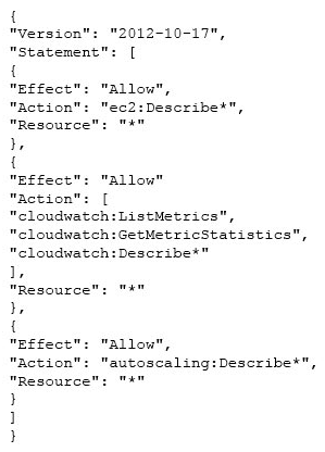 An organization has created one IAM user and applied the below mentioned policy to the user. What entitlements do the IAM users avail with this policy?   A)  The policy will allow the user to perform all read only activities on the EC2 services B)  The policy will allow the user to list all the EC2 resources except EBS C)  The policy will allow the user to perform all read and write activities on the EC2 services D)  The policy will allow the user to perform all read only activities on the EC2 services except load Balancing