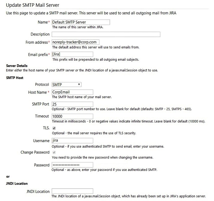 The configuration details of an SMTP Mail Server of a Jira instance are shown below. The configuration hasn't been changed in the last 24 months.   Currently emails are no longer being sent and the failed notifications can be seen in the Mail Error Queue. What is the likely cause of the failure? A)  Email volume has increased and the Timeout is too low. B)  The SMTP password has expired. C)  The user jira has no valid Jira license. D)  The database and/or server disk is full. E)  The Jira license has expired.