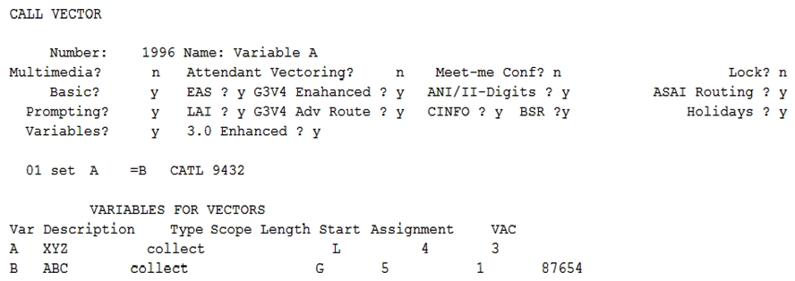   Refer to the exhibit. Given existing variable values on the vector step in the exhibit, what will be the resulting value of Variable  A ? A)  9432 B)  876549432 C)  3876 D)  87654