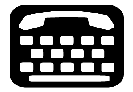 Exhibit:   What does this international symbol stands for? A)  Teletypewriter/text telephone B)  Public internet station C)  Public telephone D)  Public telephone with a shelfette E)  Public telephone with access to high-speed internet connection