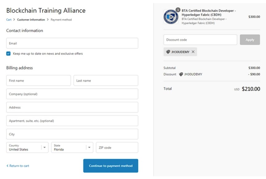 Did you know that Blockchain Training Alliance offers a discount for Udemy students to save $90.00 on any BTA Exam?   . A)  NO, that's ok Use Code JH30UDEMY B)  YES, Use Code JH30UDEMY
