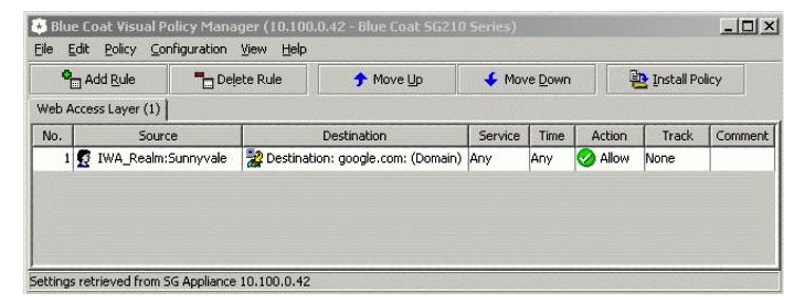 The default policy for ProxySG is DENY. Network administrator creates a VPM policy allowing access to some Web host only for certain users (see picture) . When installing this policy, ProxySG issues a warning that this rule will be ignored. What change can be applied in order to fix this?   A)  Add another rule to the Web Access layer creating an exception for users NOT allowed to access the host. B)  Add another Web Access layer and set its default action to Allow. C)  Add Web Authentication layer with a rule having Force Authenticate action. D)  Add Web content layer with a rule preventing serving content from ProxySG cache to unauthorized users.