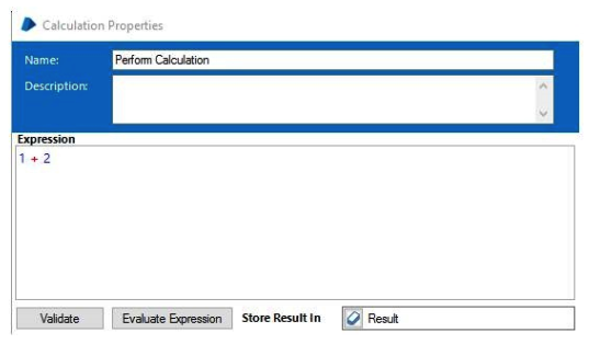 A process contains only 4 stages. Study the following process flow:   The data item 'Result' is a number data item with an initial value of 2. The calculation stage is configured as follows:   Following the execution of the Perform Calculation stage, which of the following is true? A)  The data item Result will contain 3 B)  The data item Result will contain 5 C)  The process will throw an exception D)  None of these statements are correct