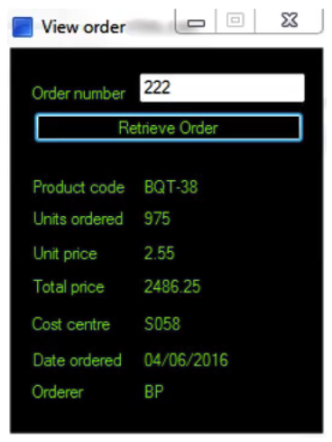 The following screen displays order details in a client's order system application. An order is entered into the Order number field and the details for that order are displayed. There is a requirement to read the Product code value from the resulting display. The Product code will vary between orders.   The Product Code label has been successfully spied and the following attributes have been returned:   The Product Code value field has been spied and the following attribute set has been selected:   In order to ensure a consistent match for the Screen Text - Product Code element, which of the following statements must be considered: 1. The Dynamic value of the Y attribute for the Screen Text - Product Code element must be derived from the Y attribute of the Label -Product Code element 2. The Y attribute of the Label -Product Code element cannot be derived as it is not checked 3. The Y attribute for the Screen Text - Product Code element must be set to a Match Type of 'Equal' 4. The Window Text attribute for the Screen Text - Product Code element must be set to a Match Type of 'Wildcard' 5. The Window Text attribute for the Screen Text - Product Code element must be un-checked A)  1 and 4 B)  1, 2 and 5 C)  3 and 4 D)  1 and 5