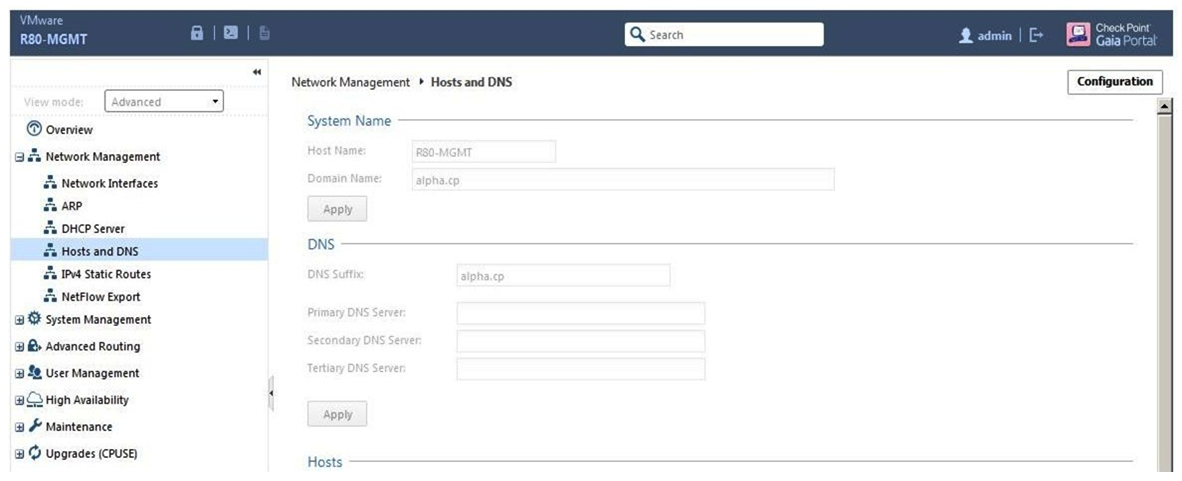 ALPHA Corp has a new administrator who logs into the Gaia Portal to make some changes. He realizes that even though he has logged in as an administrator, he is unable to make any changes because all configuration options are greyed out as shown in the screenshot image below. What is the likely cause for this?   A)  The Gaia /bin/confd is locked by another administrator from a SmartConsole session. The Gaia /bin/confd is locked by another administrator from a SmartConsole session. B)  The database is locked by another administrator SSH session. C)  The Network address of his computer is in the blocked hosts. D)  The IP address of his computer is not in the allowed hosts.