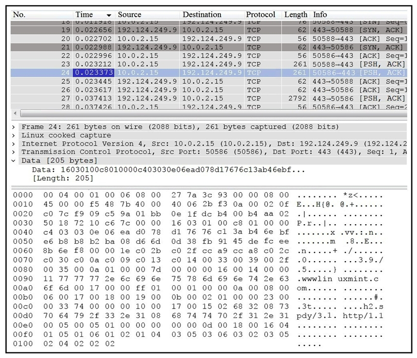   Refer to the exhibit. Which application protocol is in this PCAP file? A)  SSH B)  TCP C)  TLS D)  HTTP