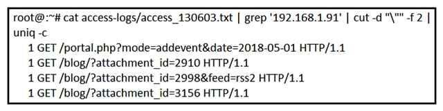  Refer to the exhibit. What is depicted in the exhibit? A)  Windows Event logs B)  Apache logs C)  IIS logs D)  UNIX-based syslog