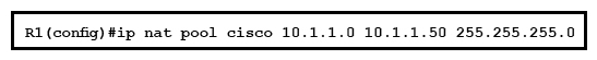 Refer to the exhibit. Which feature is enabled by this configuration?   A)  static NAT translation B)  a DHCP pool C)  a dynamic NAT address pool D)  PAT