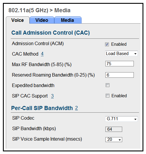   Refer to the exhibit. Which two items must be supported on the VoWLAN phones to take full advantage of this WLAN configuration? (Choose two.)  A)  TSPEC B)  SIFS C)  802.11e D)  WMM E)  APSD
