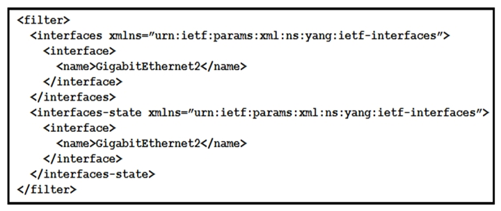     Refer to the exhibits. An engineer creates a Python scripts using ncclient to display interface information. The code must be completed so that it can be tested. Which expression completes the highlighted section in the format call? A)  intf_info B)  intf_config C)  intf_get D)  intf_config[0]