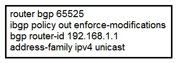   Refer to the exhibit. Router 1 is a core ABR in a Cisco Unified MPLS environment. All of the router 1 BGP peers are established, but traffic between customers is failing. Which BGP configuration must be added to the configuration? A)  It must be configured for graceful restart B)  It must be configured with a route reflector C)  It must be configured with send labels D)  It must be configured with PIC edge