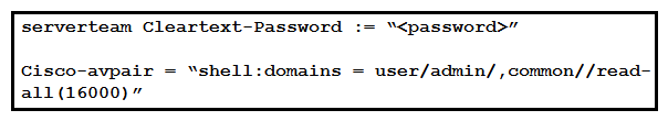   Refer to the exhibit. An engineer investigates a role-mapping issue on a switch. Users report that they cannot view the IP addresses under the tenant  corp . Which action resolves the issue? A)  Add the users to the RADIUS server. B)  Update the UNIX ID. C)  Configure the correct secret password between the APIC and the RADIUS server. D)  Add the updated avpair to include /corp/admin/.