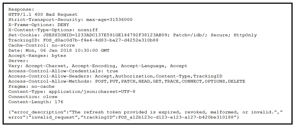 Refer to the exhibit.   Apple Push Notification integration is configured in a Cisco Unified IM and Presence deployment and has been working property. Administrators now report the error  Push notification settings cannot be configured. 400 Bad Request.  in the GUI, and HTTP logs are displaying the errors that are shown in the exhibit. Which action solves this issue? A)  Fix the network connectivity to Apple iCloud. B)  Reboot the IM&P cluster. C)  Change the HTTP proxy settings to remove errors in request syntax. D)  Update Refresh Token Manually.
