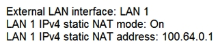 <strong>  Refer to the exhibit. The firewall has been configured from NAT 192.168.108.2 to 100.64.0.1. Which configuration changes are needed for an Expressway-E with dual network interfaces?</strong> A)   B)   C)   D)   <div style=padding-top: 35px> 