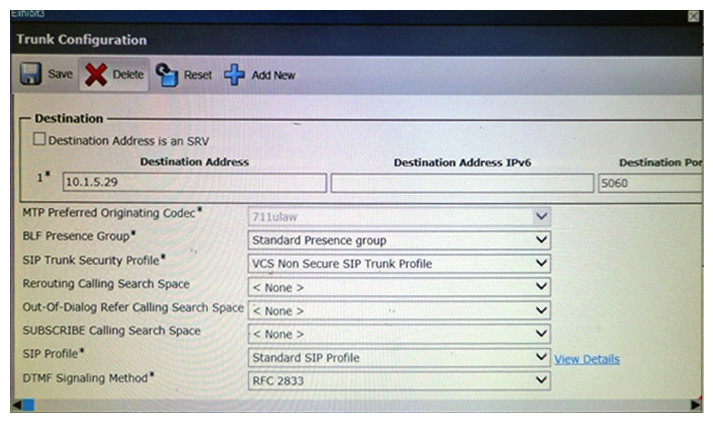 Instructions To access multiple-choice questions, click on the numbered boxes on the left of the top pannel There are two  multiple-choice questions with this task. Be sure to answer all two questions before selecting the Next button Scenario Review the exhibits and answer the multiple choice questions         A call from a SX20 in the BackBone (not shown)  with a URI extension is dialing a HQ Ph 1 that is registered to the HQ CUCM. Determine if the call fails and if so, what are the two causes? (Choose two.)  A)  The call succeeds B)  The call fails C)  There are no issues, so the call succeeds D)  The SIP port is incorrect on the Cisco Unified Communications Manager CUCM SIP trunk E)  The Local Zone Match Rule state is disabled F)  Rule name UCM2 is set to stop on Match
