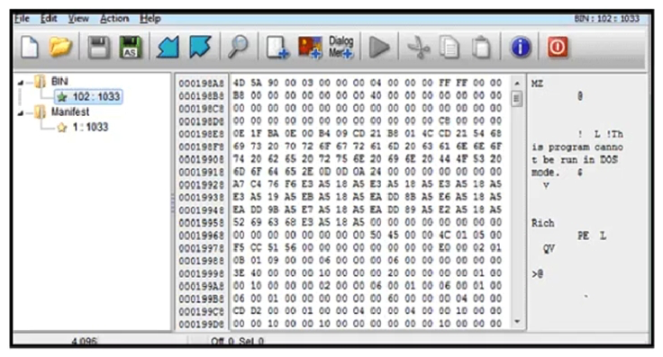   Refer to the exhibit. An engineer is reverse engineering a suspicious file by examining its resources. What does this file indicate? A)  a DOS MZ executable format B)  a MS-DOS executable archive C)  an archived malware D)  a Windows executable file
