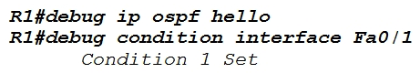 Refer to the exhibit.   Which statement about the OSPF debug output is true? A)  The output displays OSPF hello messages which router R1 has sent or received on interface Fa0/1. B)  The output displays all OSPF messages which router R1 has sent or received on all interfaces. C)  The output displays all OSPF messages which router R1 has sent or received on interface Fa0/1. D)  The output displays OSPF hello and LSACK messages which router R1 has sent or received.