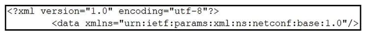   Refer to the exhibit. What does the error message relay to the administrator who is trying to configure a Cisco IOS device? A)  The device received a valid NETCONF request and serviced it without error. B)  The NETCONF running datastore is currently locked. C)  A NETCONF request was made for a data model that does not exist. D)  A NETCONF message with valid content based on the YANG data models was made, but the request failed.