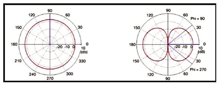   Refer to the exhibit. Which type of antenna is shown on the radiation patterns? A)  patch B)  dipole C)  omnidirectional D)  Yagi