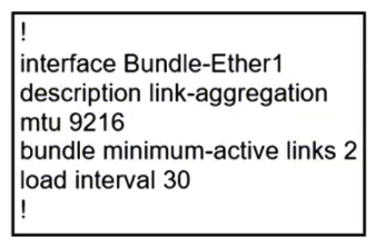   Refer to the exhibit. When the Link Aggregation configuration router is running on Cisco IOS XR Software, which LACP interface configuration is needed to add the interface to the bundle? A)    B)    C)    D)   