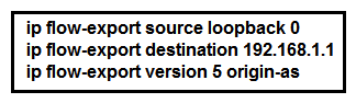   Refer to the exhibit. If the NetFlow configuration is updated to version 9, which additional piece of information can be reported? A)  IPv4 flow information B)  BGP AS information C)  IPv6 flow information D)  flow sequence numbers
