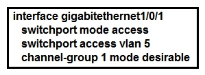   Refer to the exhibit. An engineer is preparing to implement link aggregation configuration. Which statement about this configuration is true? A)  The switch port negotiates an EtherChannel if it receives LACP packets from a connected peer running passive mode. B)  The switch port actively sends packets to negotiate an EtherChannel using PAgP. C)  The switch port passively negotiates an EtherChannel if it receives PAgP packets from a connected peer. D)  The switch port accepts LACP and PAgP packets from a connected peer and negotiate an EtherChannel using the common EtherChannel mode.