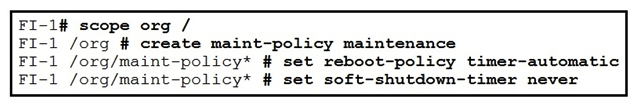 Refer to the exhibit.   Which action must be taken before the maintenance policy can be committed? A)  Specify a maintenance time by selecting a schedule. B)  Associate a service profile to the maintenance policy. C)  Set the soft shutdown timer to a specific time. D)  Set the policy to apply the changes on the next reboot.