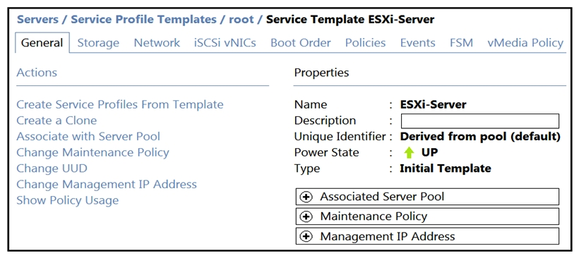     Refer to the exhibits. ESXi-Server is associated to the blade server. A VLAN is added to Trunk-A. The VLAN is missing on the vNIC of ESXi-Server. Which action should be taken to add the VLAN to the vNIC? A)  Change the template type of Trunk-A to an updating template. B)  Remove the VLAN from the Trunk-A template and add the VLAN again. C)  Change the template type of ESXi-Server to an updating template. D)  Remove both templates and recreate them as updating templates.