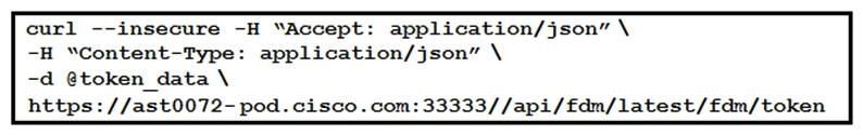   Refer to the exhibit. The cURL POST request creates an OAuth access token for authentication with FDM API requests. What is the purpose of the file  @token_data  that cURL is handling? A)  This file is a container to log possible error responses in the request. B)  This file is given as input to store the access token received from FDM. C)  This file is used to send authentication-related headers. D)  This file contains raw data that is needed for token authentication.
