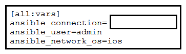   Refer to the exhibit. An engineer is configuring Ansible to run playbooks against Cisco IOS XE Software. What should be configured in ansible.cfg as the connection type? A)  network_cli B)  ssh C)  shell D)  command