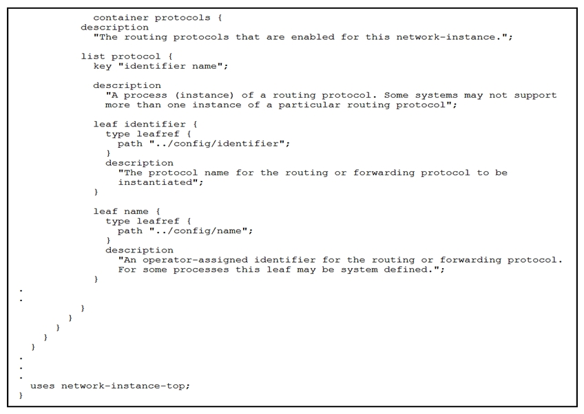   Refer to the exhibit. Which URI string retrieves configured static routes in a VRF named CUSTOMER from a RESTCONF-enabled device? A)    B)    C)    D)   
