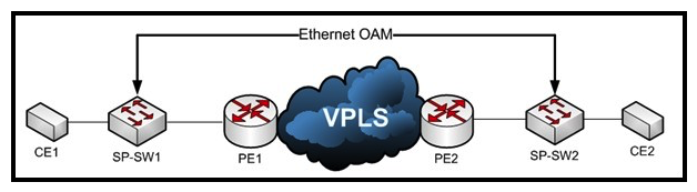 Refer to the exhibit.   A service provider would like to use Ethernet OAM to detect end-to-end connectivity failures between SP-SW1 and SP-SW2. In which two of these ways can you design this solution? (Choose two.)  A)  Enable Y.1731 Connectivity Fault Management on the SP switches. B)  E-LMI PDUs must be forwarded over VPLS. C)  Cisco Discovery Protocol PDUs must be forwarded over the VPLS. D)  Use upward maintenance endpoints on the SP switches. E)  Enable IEEE 802.1ag Connectivity Fault Management on the SP switches.  Pass Any Exam. Any Time.  - www.actualtests.com 2 Cisco 352-001 Exam
