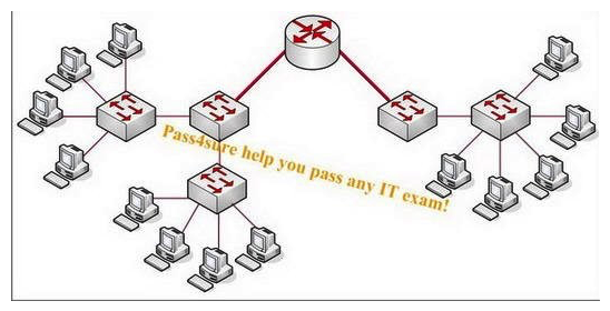 How many broadcast segments are contained in this network according to the exhibit?   A)  1 B)  2 C)  4 D)  5