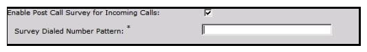 Refer to the exhibit.   The Cisco Unified Customer Voice Portal post call survey is enabled on OAMP. Which option describes what the survey dialed number pattern represents? A)  dial peer configured for survey DN B)  dialed number configured for UCCE scripts C)  route pattern configured for survey DN D)  dial peer configured for survey DN and dialed number configured for Cisco Unified Contact Center Enterprise scripts E)  dial peer and route pattern configured for survey DN and dialed number configured for Cisco Unified Contact Center Enterprise scripts