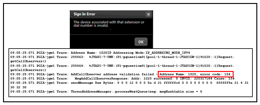Refer to the exhibit.   In a Cisco Finesse 10.0(x)  deployment, an agent with single line 89XX hard phone is having trouble logging in to the desktop. The error message highlighted has been found in the PG jgw1 log file. Which option describes the likely cause of this error? A)  PG user does not have  Standard CTI Allow Control of Phones supporting ConnectedXfer and conf user group  role. B)  In the peripheral gateway, Agent Phone Line Control not set to  All Lines . C)  Phone line does not have the Maximum Number of Calls and Busy trigger setting set to 2 and 1 respectively. D)  Phone Join Across Lines feature is enabled. E)  MAC address of the phone not associated with PG user.
