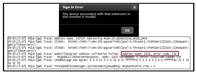 Refer to the exhibit.   In a Cisco Finesse 10.0(x)  deployment, an agent with single line 89XX hard phone is having trouble logging in to the desktop. The error message highlighted has been found in the Jgw1log file. Which option describes the likely cause of this error? A)  MAC address of the phone not associated with PG user. B)  PG user does not have  Standard CTI Allow Control of Phones supporting ConnectedXfer and conf user group  role. C)  In the peripheral gateway, Agent Phone Line Control not set to  All Lines . D)  Phone Join Across Lines feature is enabled. E)  Phone line does not have the Maximum Number of Calls and Busy Trigger setting set to 2 and 1 respectively.