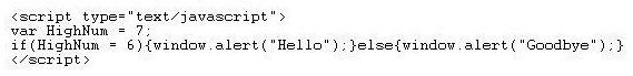 <strong>Consider the following code: What is the expected result when you run this script in the browser?</strong> A) A window alert box will display Hello. B) A window alert box will display Goodbye. C) No window alert box will appear because there is an error in the code. D) A window alert box will display Hello then a second alert box will display Goodbye.