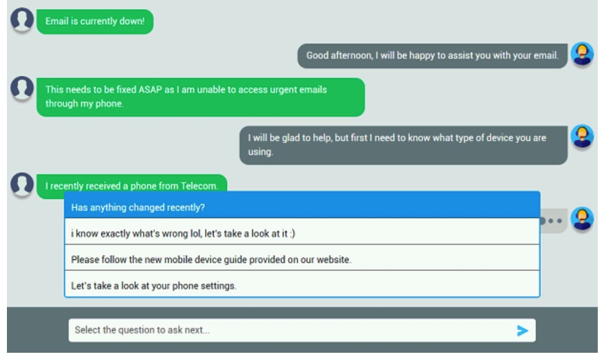 An executive has contacted you through the help-desk chat support about an issue with a mobile device. Assist the executive to help resolve the issue. INSTRUCTIONS Select the MOST appropriate statement for each response. If at any time you would like to bring back the initial state of the simulation, please click the Reset All button.   Let's take a look at your phone settings.     Please change the port number on your mail settings to 993. Which of the following should be done NEXT? A)  Close the ticket out B)  Educate the user on the solution that was performed C)  Tell the user to take time to fix it themselves next time D)  Send an email to Telecom to inform them of the issue and prevent reoccurrence