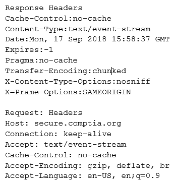 A security engineer is analyzing an application during a security assessment to ensure it is configured to protect against common threats. Given the output below:   Which of the following tools did the security engineer MOST likely use to generate this output? A)  Application fingerprinter B)  Fuzzer C)  HTTP interceptor D)  Vulnerability scanner