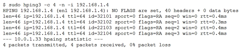 A security analyst is trying to determine if a host is active on a network. The analyst first attempts the following:   The analyst runs the following command next:   Which of the following would explain the difference in results? A)  ICMP is being blocked by a firewall. B)  The routing tables for ping and hping3 were different. The routing tables for ping and hping3 were different. C)  The original ping command needed root permission to execute. The original command needed root permission to execute. D)  hping3 is returning a false positive. is returning a false positive.