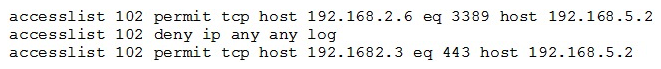 A network administrator adds an ACL to allow only HTTPS connections form host 192.168.2.3 to web server 192.168.5.2. After applying the rule, the host is unable to access the server. The network administrator runs the output and notices the configuration below:   Which of the following rules would be BEST to resolve the issue? A)    B)    C)    D)   