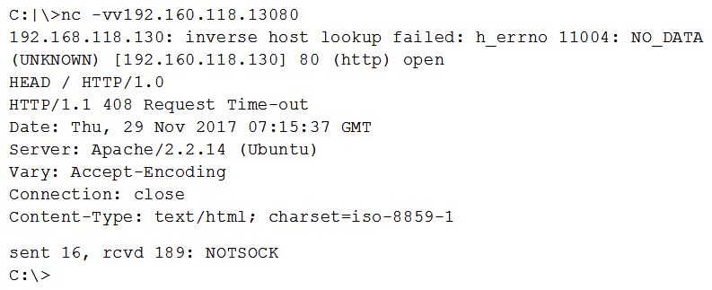 A security analyst is checking log files and finds the following entries:   Which of the following is MOST likely happening? A)  A hacker attempted to pivot using the web server interface. B)  A potential hacker could be banner grabbing to determine what architecture is being used. C)  The DNS is misconfigured for the server's IP address. D)  A server is experiencing a DoS, and the request is timing out.
