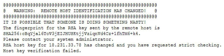 A researcher has been analyzing large data sets for the last ten months. The researcher works with colleagues from other institutions and typically connects via SSH to retrieve additional data. Historically, this setup has worked without issue, but the researcher recently started getting the following message:   Which of the following network attacks is the researcher MOST likely experiencing? A)  MAC cloning B)  Evil twin C)  Man-in-the-middle D)  ARP poisoning