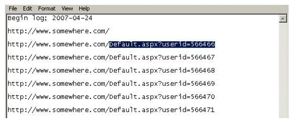 Using Internet logging software to investigate a case of malicious use of computers, the investigator comes across some entries that appear odd.   From the log, the investigator can see where the person in question went on the Internet. From the log, it appears that the user was manually typing in different user ID numbers. What technique this user was trying? A)  Parameter tampering B)  Cross site scripting C)  SQL injection D)  Cookie Poisoning