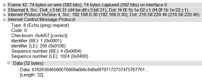 Analyze the ICMP packet below and mark the correct statement.   A)  It is a ping packet that requires fragmentation, but the Don't Fragment flag is set B)  It is a ping request, but the destination port is unreachable C)  It is a ping response, when the destination host is unknown D)  It is a ping request, but the destination network is unreachable