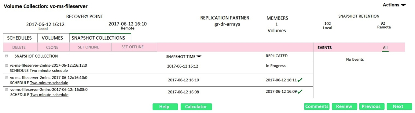 Refer to the Exhibit.   A customer with an existing HPE Nimble installation sends you the output shown. The administrator who initially set up the replication has left the company. They ask you what the current RPO level for their replication is. How should you respond? A)  They need to verify the RPO level from the host vc-ms-fileserver B)  They have an RPO of four minutes C)  They need to send a screenshot of the volumes tab D)  They have an RPO of two minutes