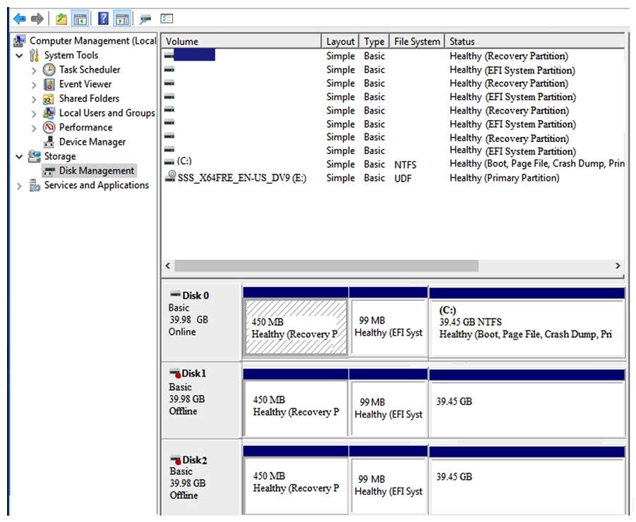   A customer connected a logical drive from 3PAR StoreServ array to the Windows Server 2016 as a data drive. The customer complains that in the Disk Manager, they can see the same volume four times. What can an integrator do to fix this issue? A)  Delete any three logical drives and leave one of them B)  Go to the SSMC and enable multipathing option for this volume C)  Create an NTFS partition on any logical drive to consolidate the logical drives D)  Install an MPIO component to hide redundant paths to the volume